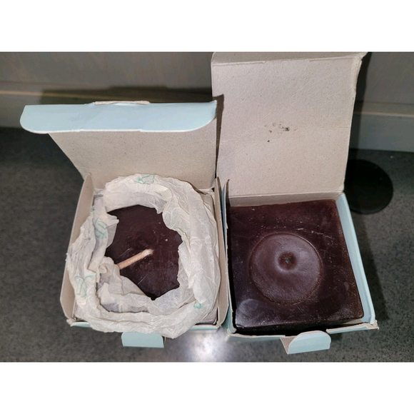 PartyLite teakwood cardamom square pillar candles 6in X 3in lot of 2 NEW NIB - Picture 2 of 4